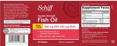 Photo of the Schiff Double Strength Fish Oil label