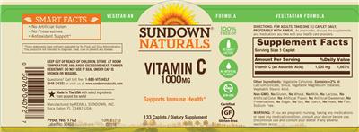 Photo of the Sundown Naturals Vitamin C 1000 mg label