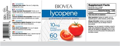 Photo of the BIOVEA Lycopene 10 mg label