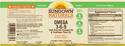 Photo of the Sundown Naturals Omega 3-6-9 label