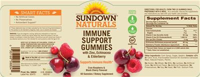Photo of the Sundown Naturals Immune Support Gummies label