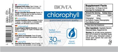 Photo of the BIOVEA Chlorophyll label