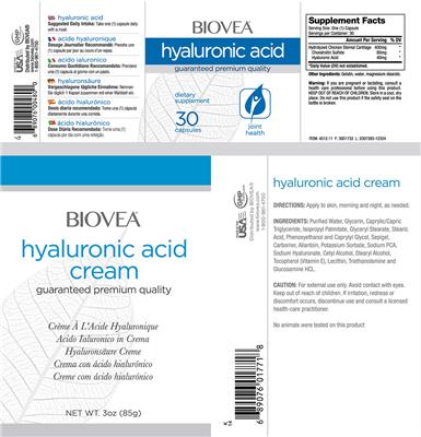 Photo of the BIOVEA Hyaluronic Acid label