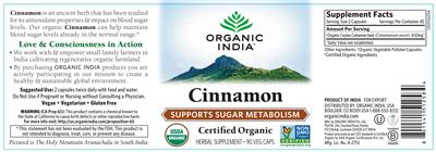 Photo of the Organic India Cinnamon label