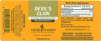 Photo of the Herb Pharm Devil's Claw label