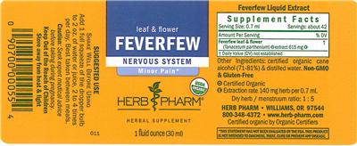 Photo of the Herb Pharm Feverfew label