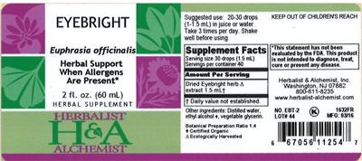 Photo of the Herbalist & Alchemist Eyebright label
