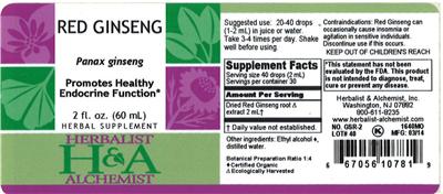 Photo of the Herbalist & Alchemist Red Ginseng label
