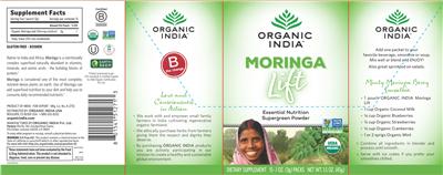 Photo of the Organic India Moringa Lift label