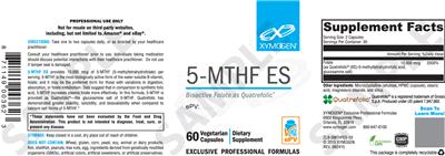 Photo of the XYMOGEN 5-MTHF ES label