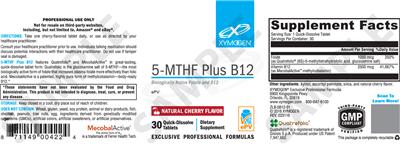 Photo of the XYMOGEN 5-MTHF Plus B12 Natural Cherry Flavor label