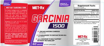 Photo of the MET-Rx Garcinia 1500 label