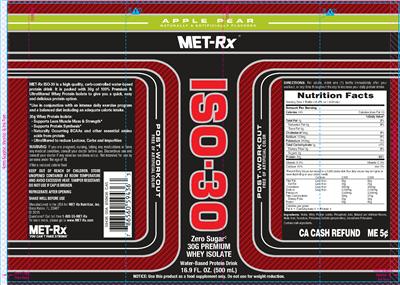 Photo of the MET-Rx ISO-30 Apple Pear label