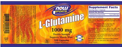 Photo of the NOW Sports L-Glutamine 1000 mg label