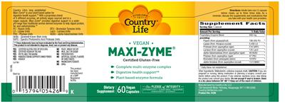 Photo of the Country Life Maxi-Zyme label