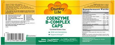 Photo of the Country Life Coenzyme B-Complex Caps label