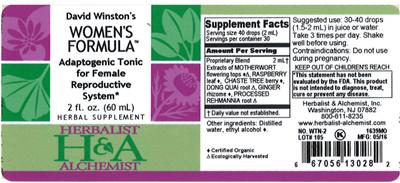 Photo of the Herbalist & Alchemist David Winston's Women's Formula label
