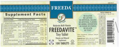 Photo of the Freeda Freedavite label