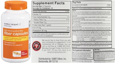 Product label for Fiber Capsules