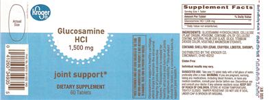 Photo of the Kroger Glucosamine HCl 1,500 mg label