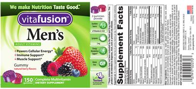 Photo of the vitafusion Men's Adult Vitamins Natural Berry Flavors label