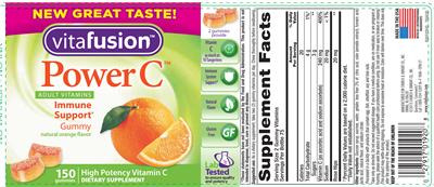 Photo of the vitafusion Power C Adult Vitamins Natural Orange Flavor label