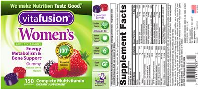 Photo of the vitafusion Women's Adult Vitamins Natural Berry Flavors label