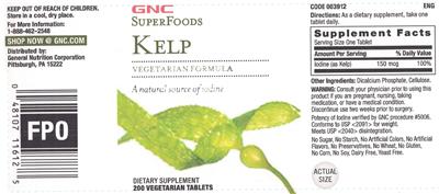 Photo of the GNC SuperFoods Kelp label
