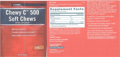 Photo of the GNC Chewy C 500 Soft Chews Orange label