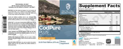 Photo of the Arctic Oils CodPure Plus Natural Orange Flavor label