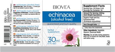 Photo of the BIOVEA Echinacea (Alcohol Free) label