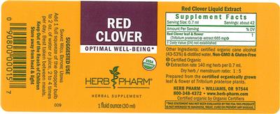 Photo of the Herb Pharm Red Clover label