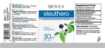 Photo of the BIOVEA Eleuthero label