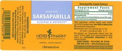 Photo of the Herb Pharm Sarsaparilla label