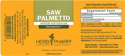 Photo of the Herb Pharm Saw Palmetto label