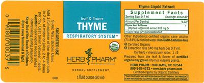 Photo of the Herb Pharm Thyme label