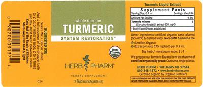 Photo of the Herb Pharm Turmeric label