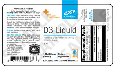 Photo of the XYMOGEN D3 Liquid label