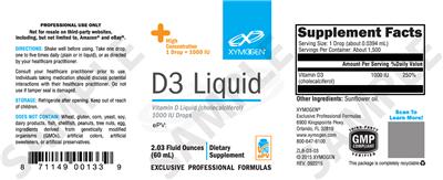 Photo of the XYMOGEN D3 Liquid label