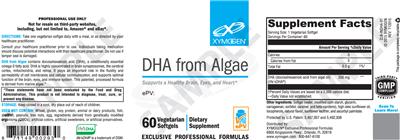 Photo of the XYMOGEN DHA From Algae label
