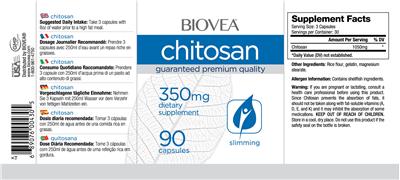 Photo of the BIOVEA Chitosan 350 mg label