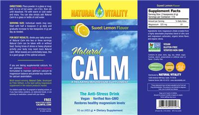 Photo of the Natural Vitality Natural CALM Sweet Lemon Flavor label