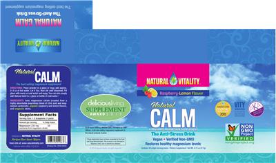 Photo of the Natural Vitality Natural CALM Raspberry-Lemon Flavor label