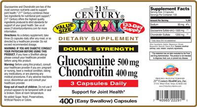 Photo of the 21st Century Glucosamine 500 mg Chondroitin 400 mg label