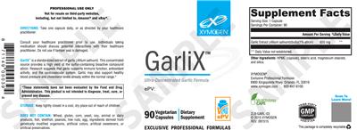 Photo of the XYMOGEN GarliX label