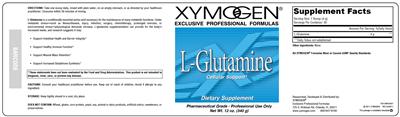 Photo of the XYMOGEN L-Glutamine label