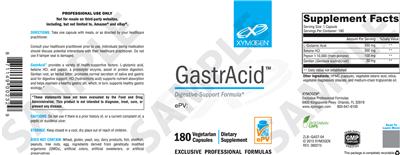 Photo of the XYMOGEN GastrAcid label