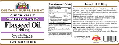 Photo of the 21st Century Flaxseed Oil 1000 mg label