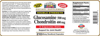 Photo of the 21st Century Glucosamine 500 mg Chondroitin 400 mg label