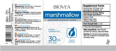 Photo of the BIOVEA Marshmallow label